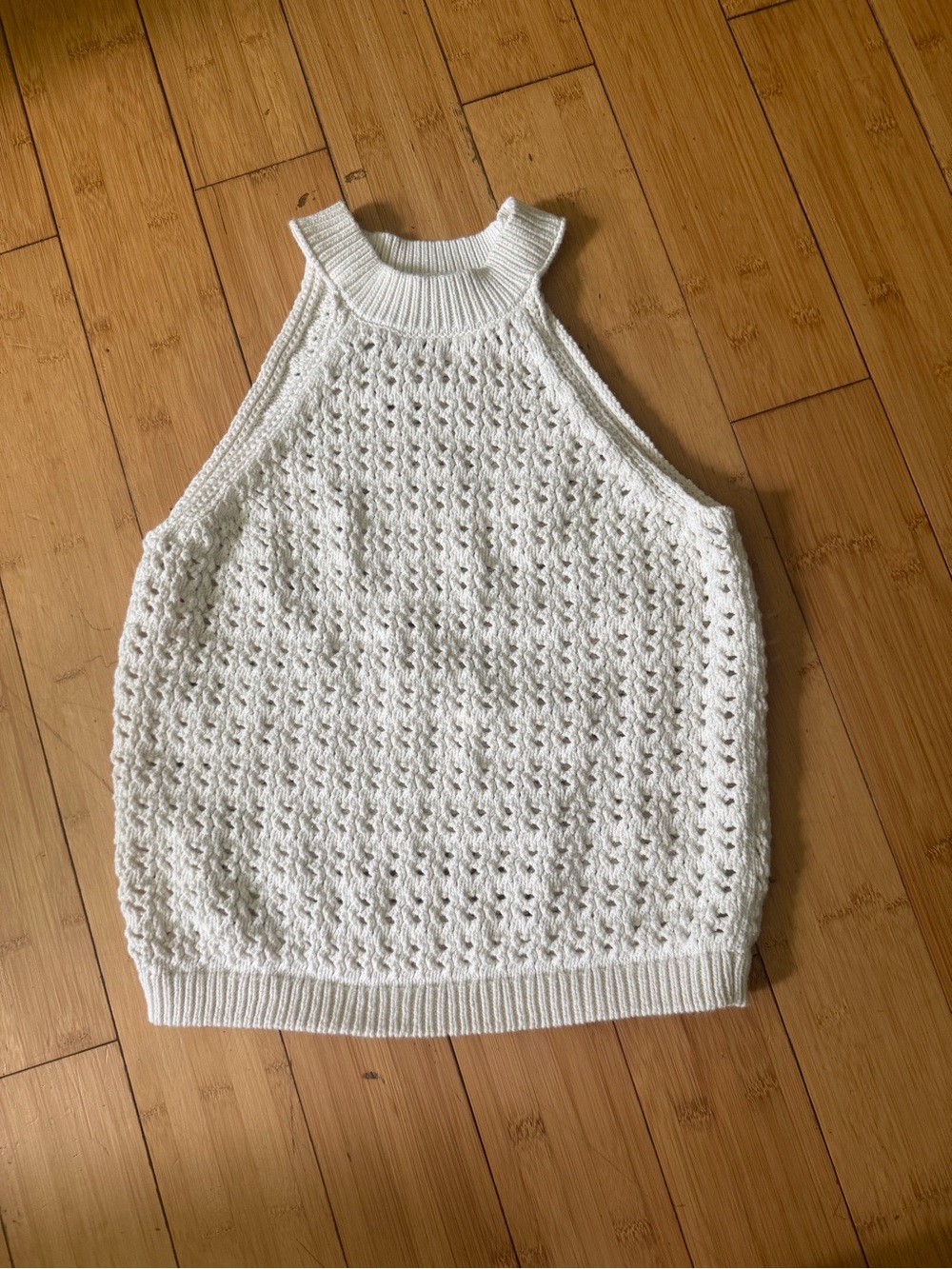 Universal Thread Cream Open-Knit Sleeveless Halter Tank